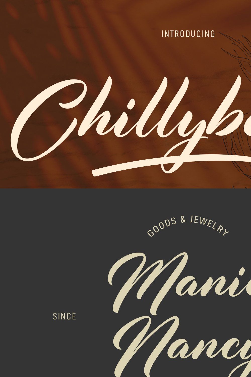 Chillybeans Script Font pinterest preview image.