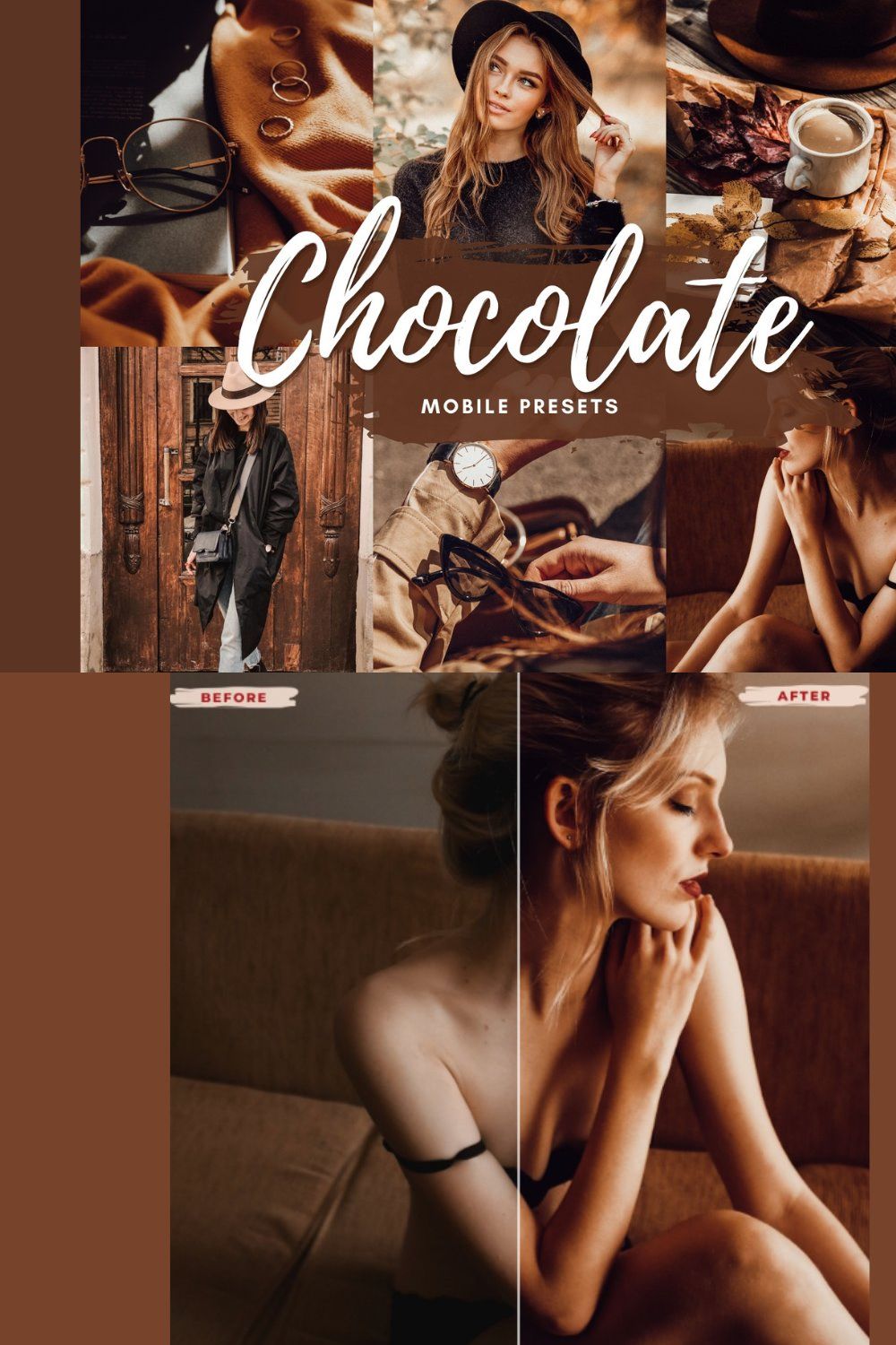 CHOCOLATE Mobile Lightroom Presets pinterest preview image.