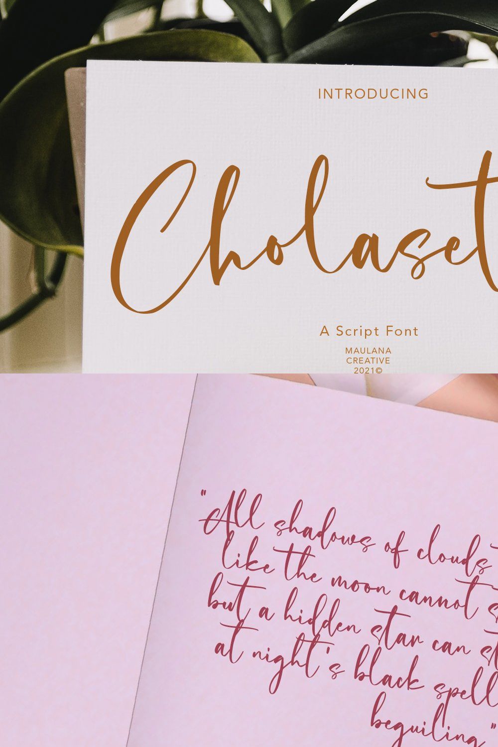 Cholasette Script Font pinterest preview image.