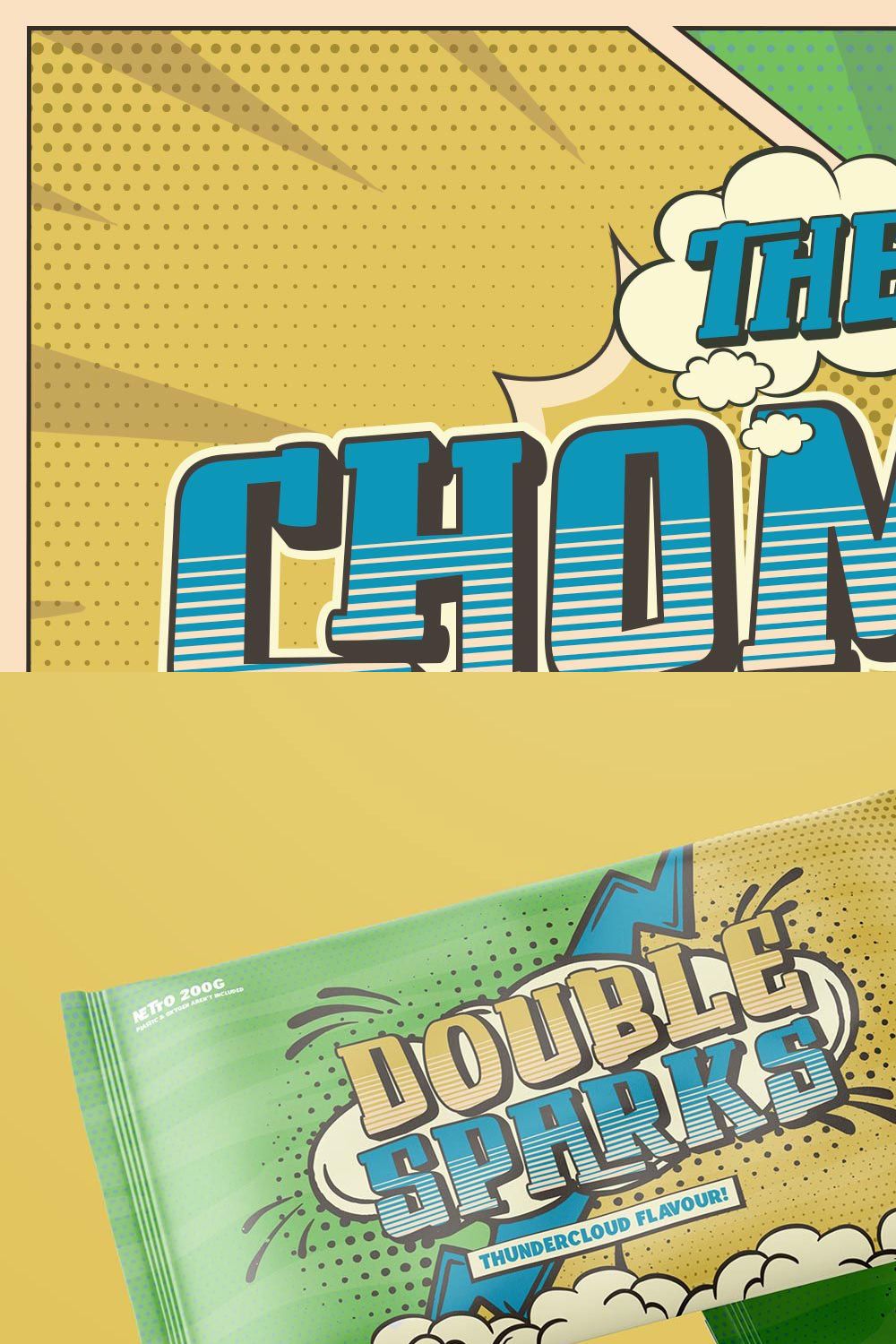 Chomoxi Comic Typeface pinterest preview image.