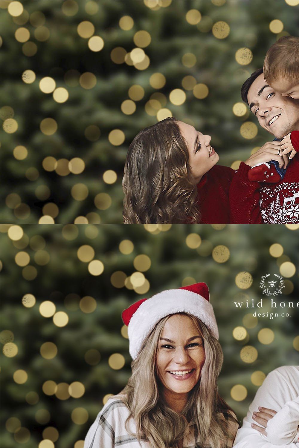 Christmas Bokeh Digital Backdrop pinterest preview image.