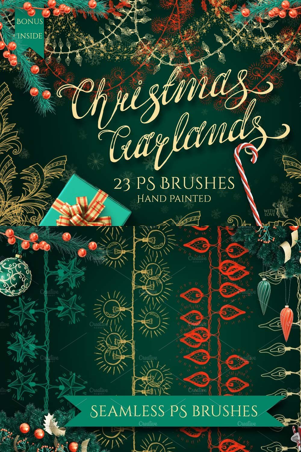 Christmas Garlands PS Brushes pinterest preview image.