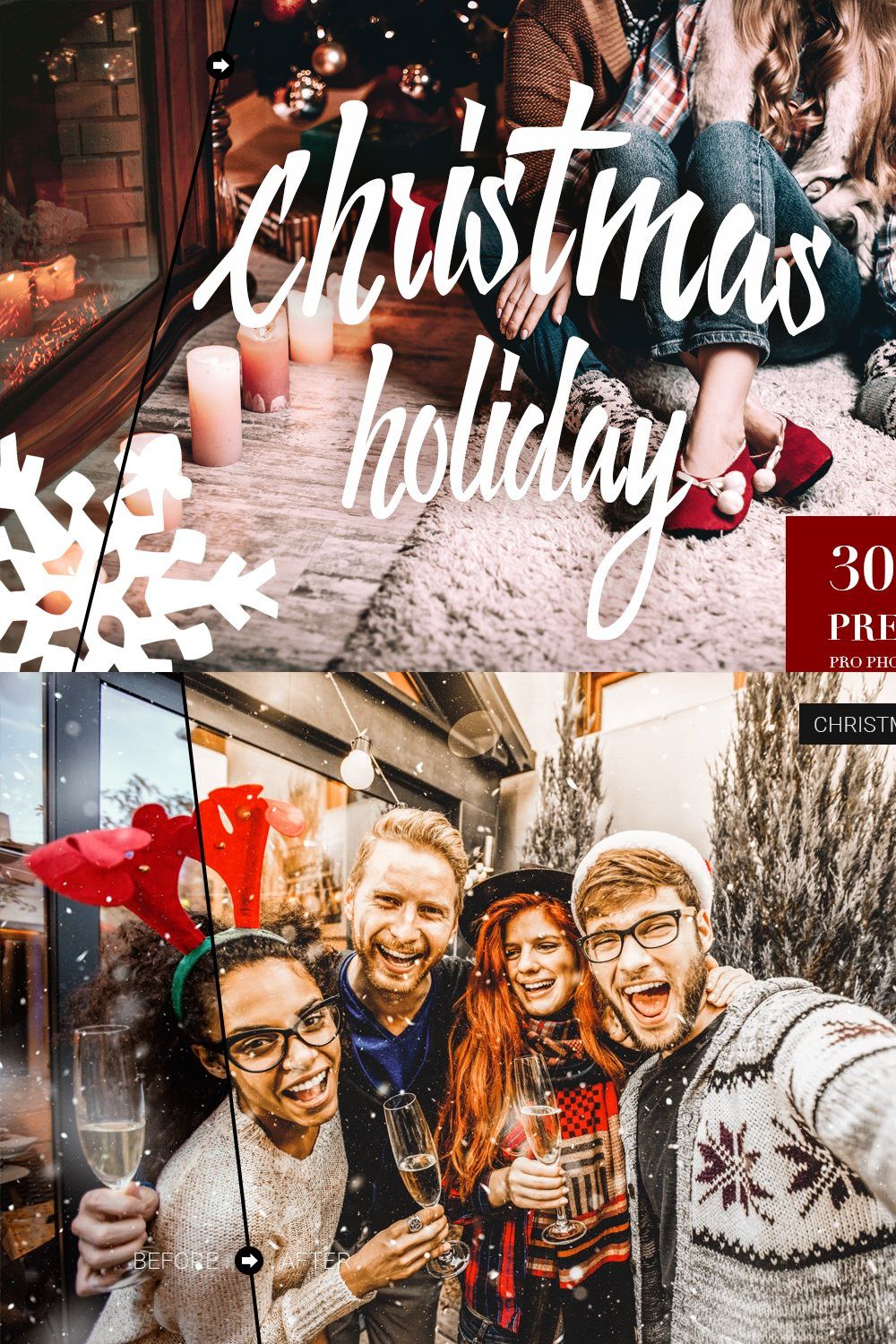 Christmas Holiday Lightroom Presets pinterest preview image.