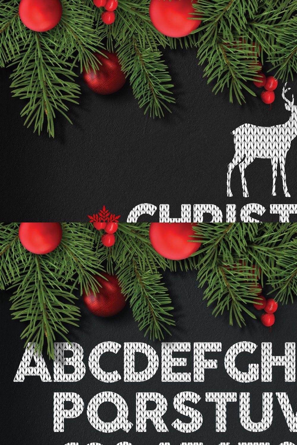 Christmas Knitted Font pinterest preview image.