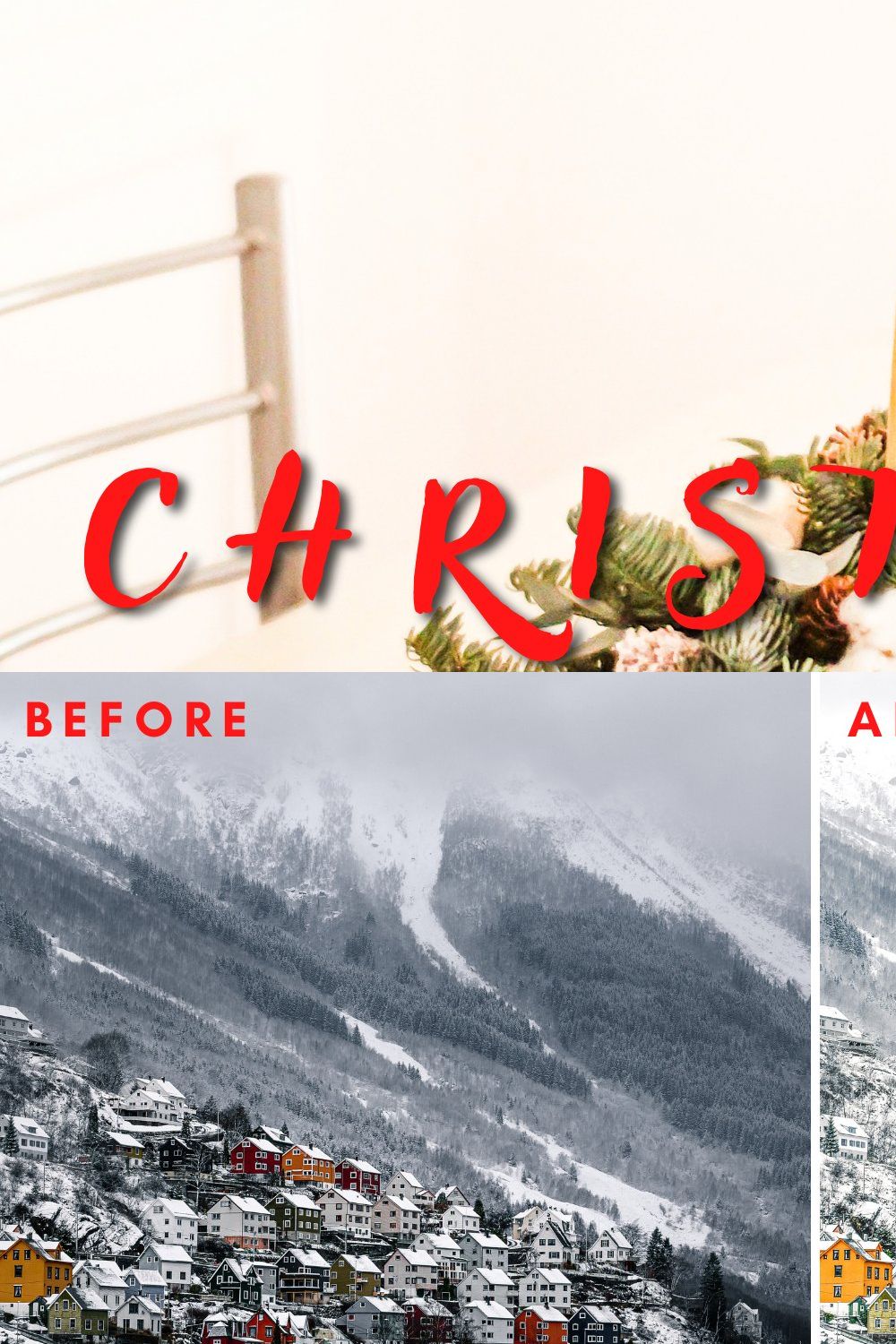 Christmas Lightroom Presets pinterest preview image.