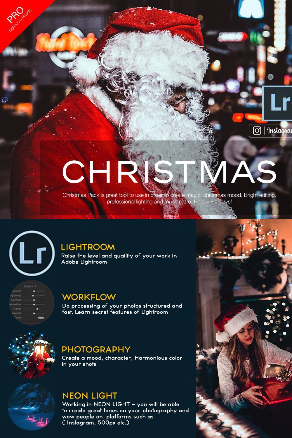 Christmas Lightroom Presets pinterest preview image.