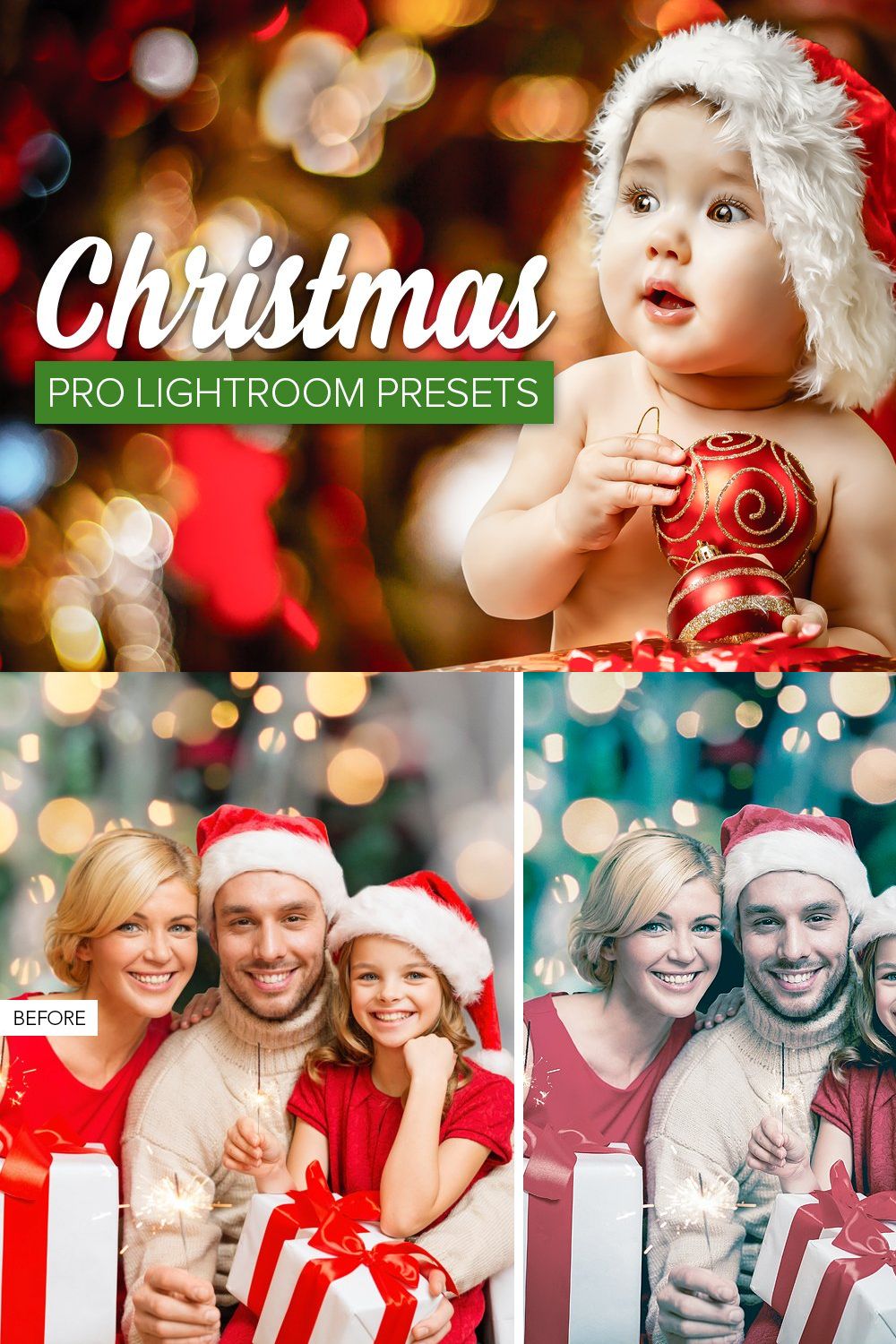 Christmas Lightroom Presets pinterest preview image.