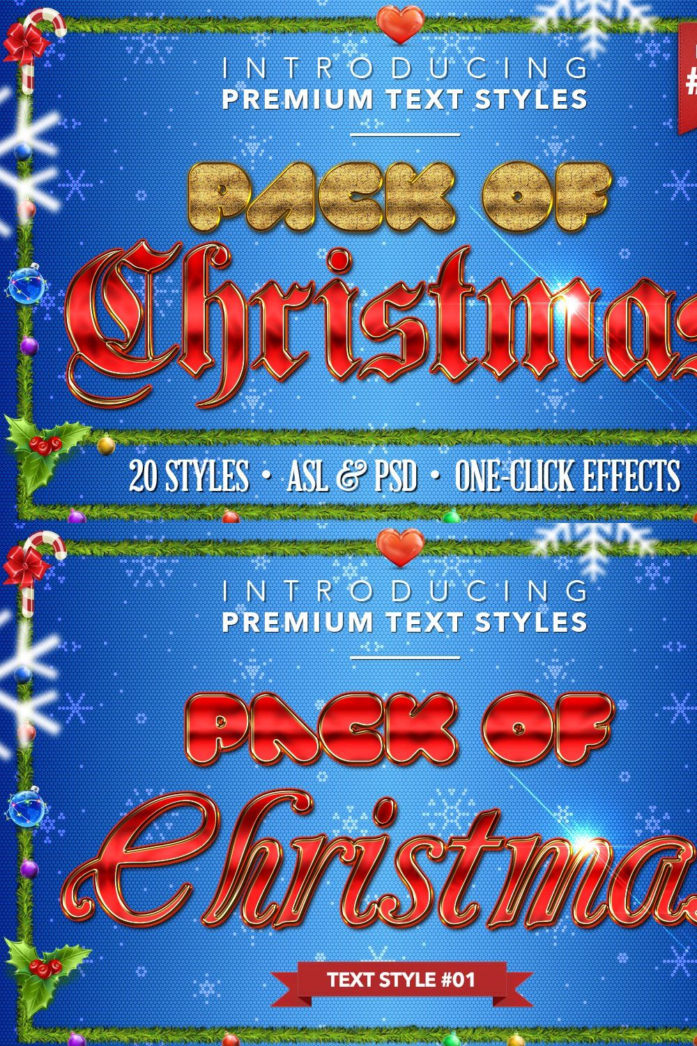 Christmas Pack #2 - Text Styles pinterest preview image.