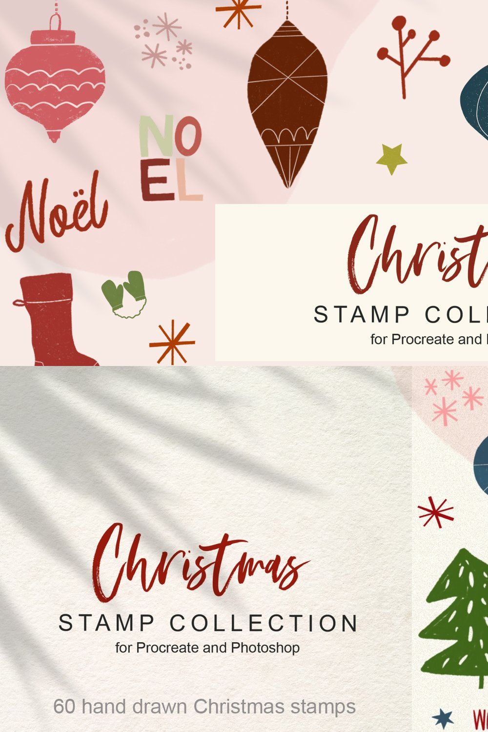 Christmas Stamps for PS & Procreate pinterest preview image.