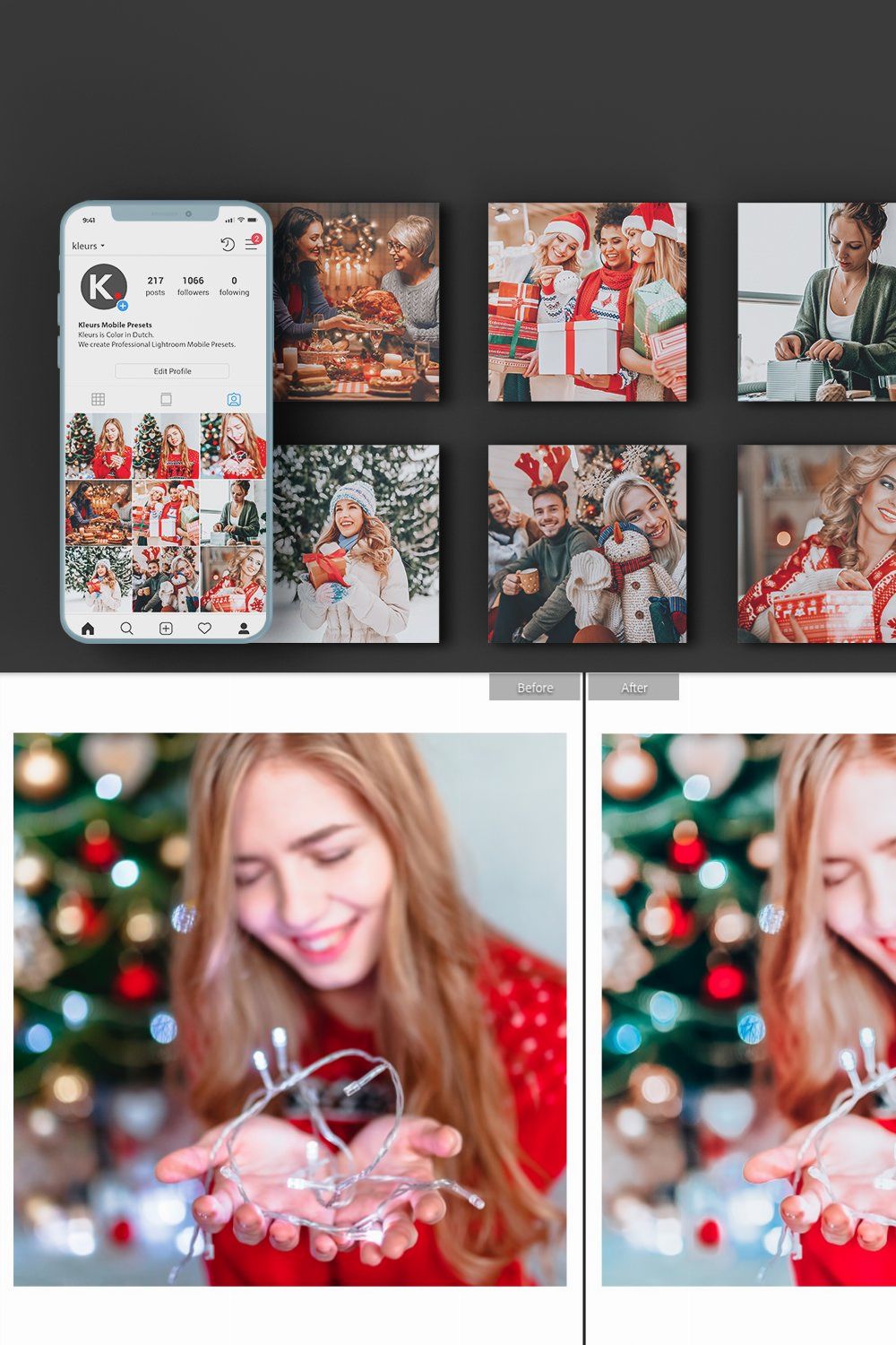 CHRISTMAS TONES MOBILE Lr PRESETS pinterest preview image.