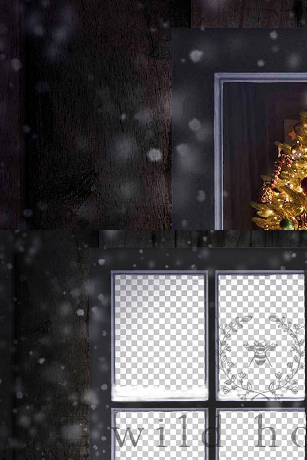 Christmas Window Backdrop PNG pinterest preview image.
