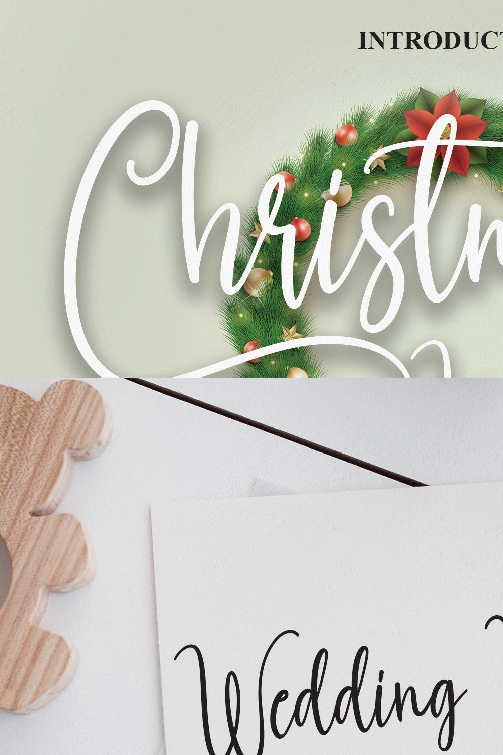 Christmas Wreath | Script Font pinterest preview image.