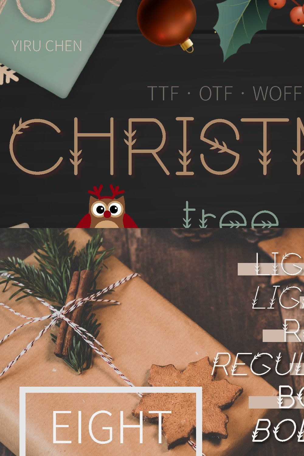 ChristmasTree Modern Sans Serif Font pinterest preview image.