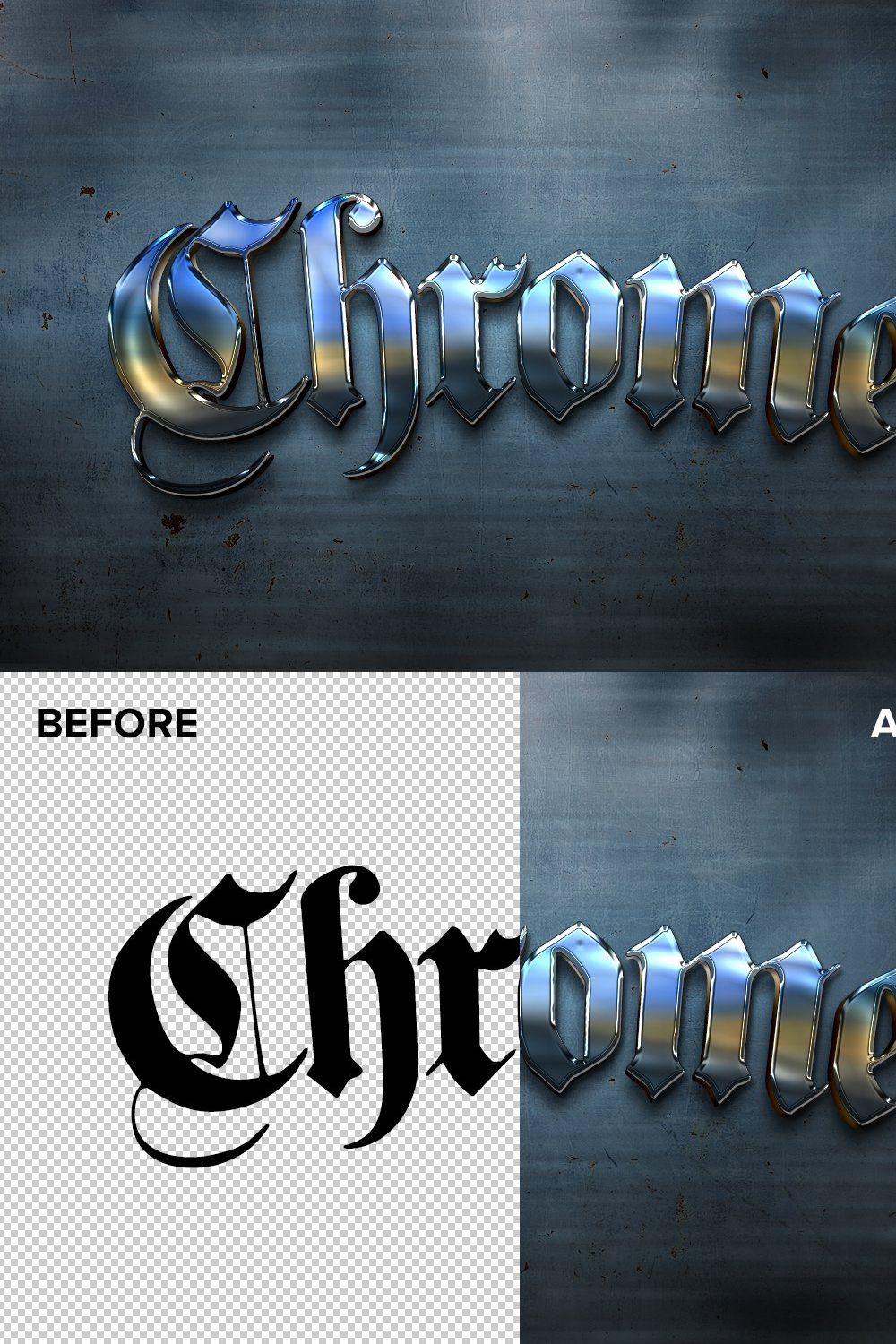 Chrome Text Styles for Photoshop pinterest preview image.