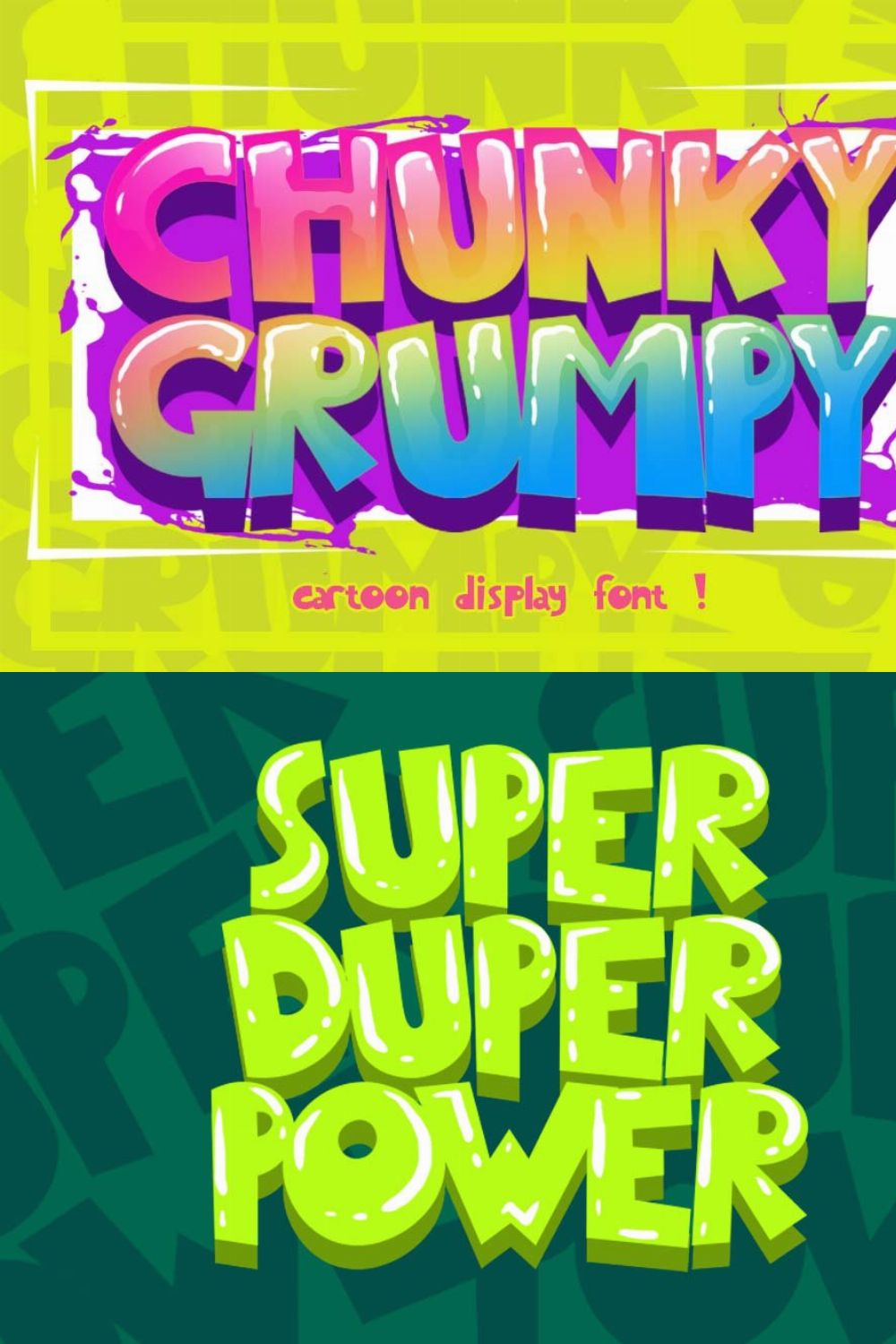 CHUNKY GRUMPY cartoon display font pinterest preview image.