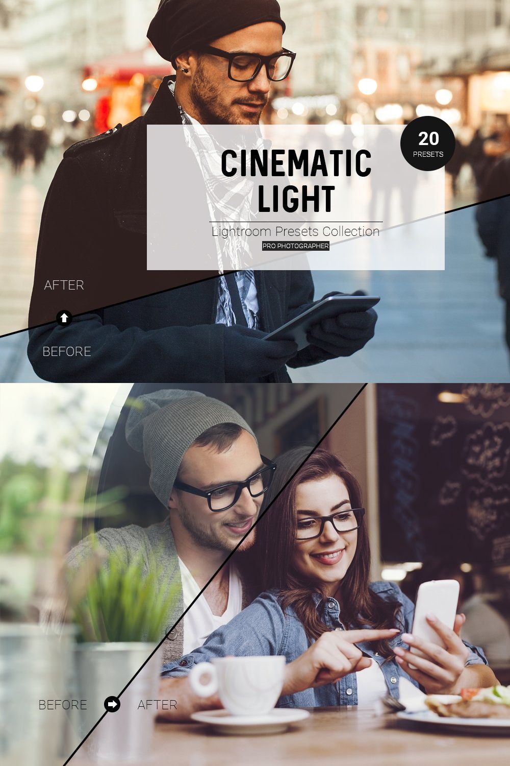 Cinematic Light LR Presets pinterest preview image.