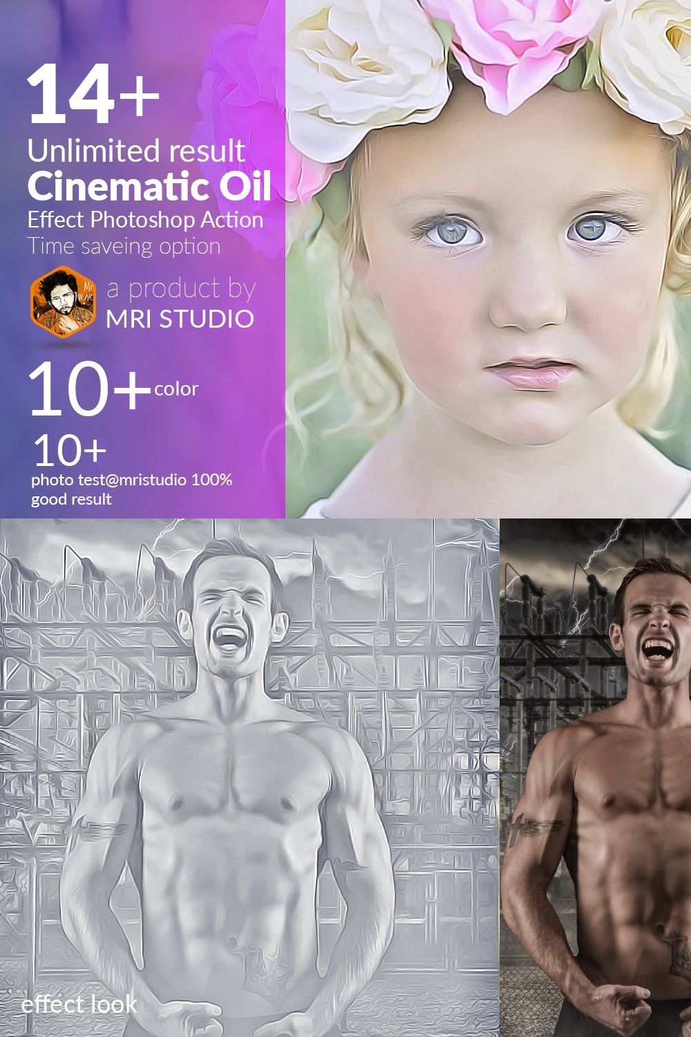 Cinematic Oil Effect Action pinterest preview image.