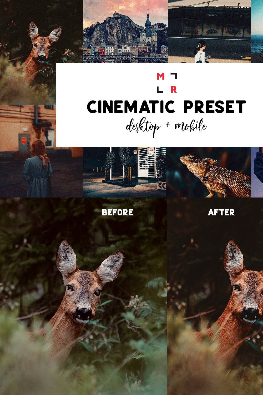 Cinematic Preset Pack 1 pinterest preview image.