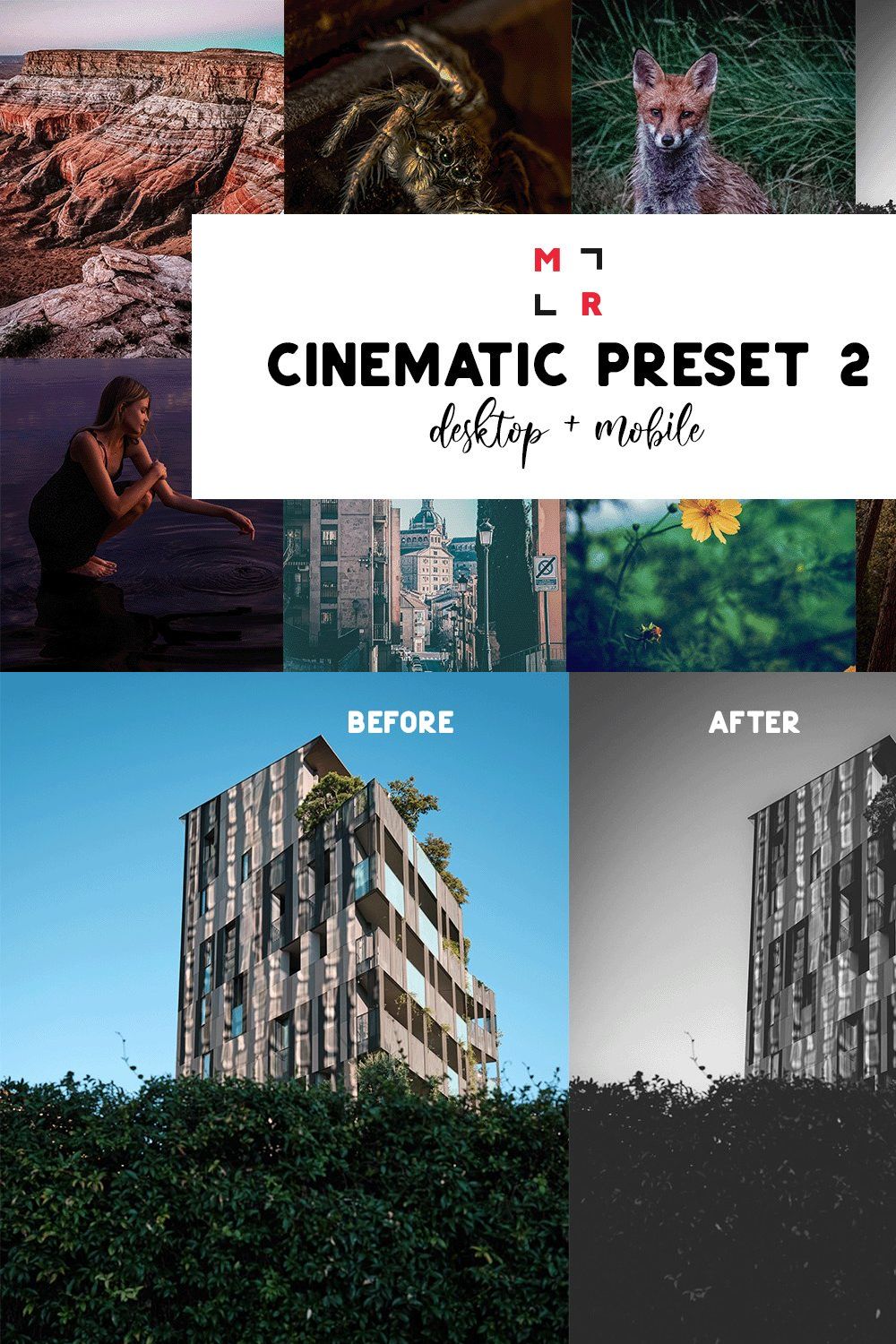Cinematic Preset Pack 2 pinterest preview image.