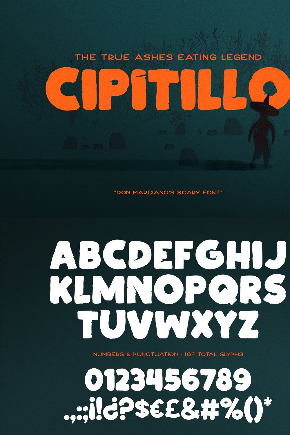 Cipitillo Scary Font pinterest preview image.