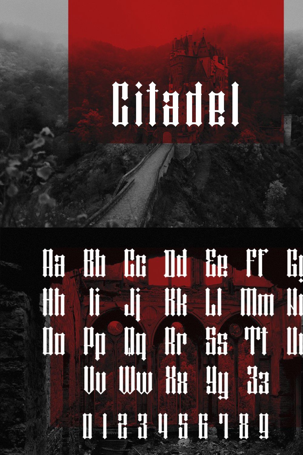 Citadel font pinterest preview image.
