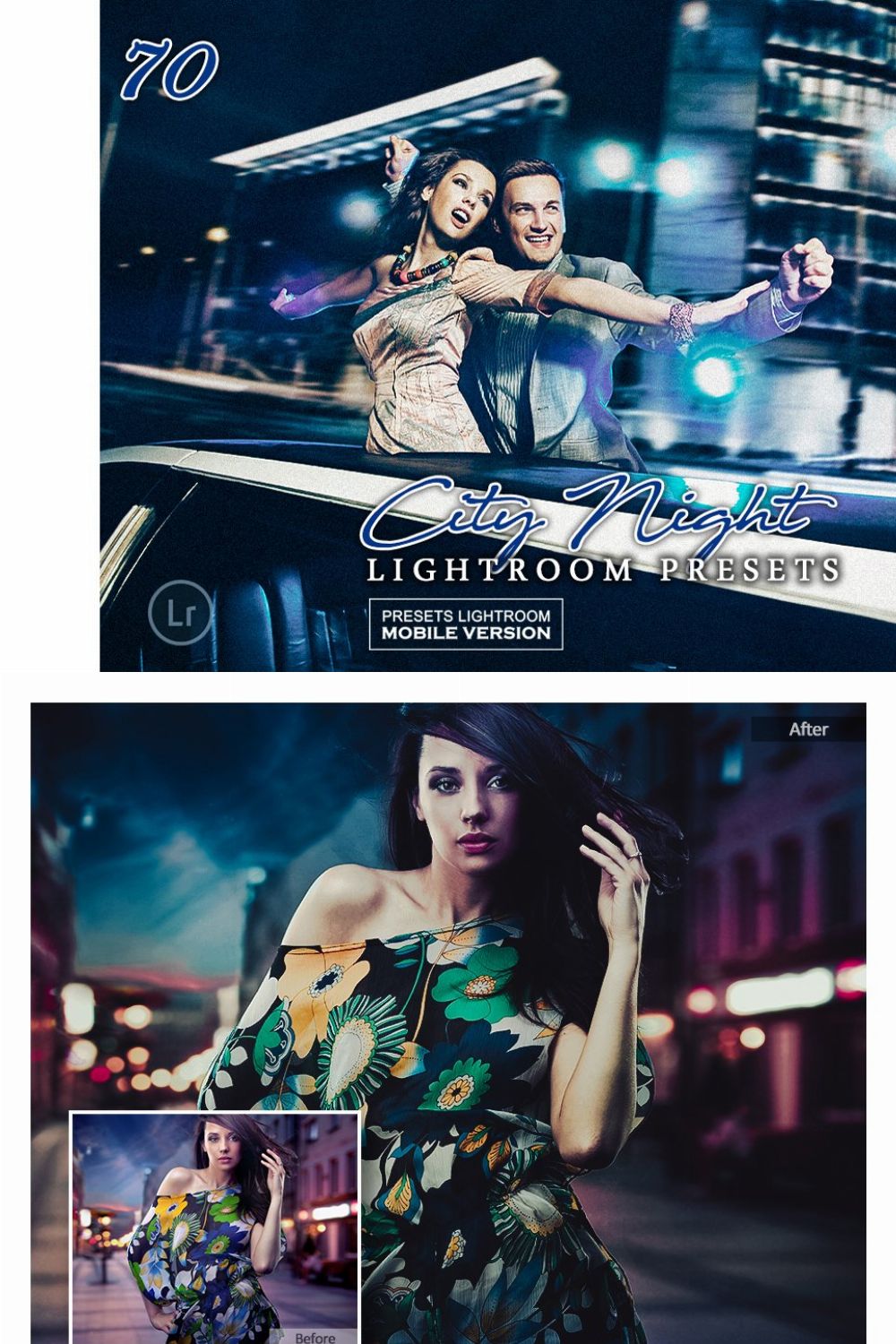 City Night Lightroom Mobile Presets pinterest preview image.