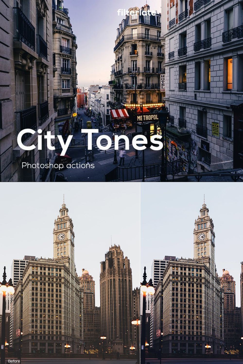 City Tones | Photoshop Actions pinterest preview image.
