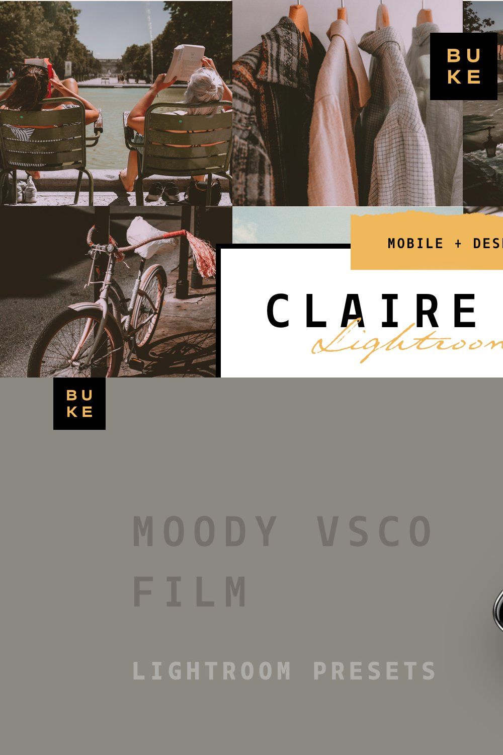 Claire Film Lightroom Preset pinterest preview image.