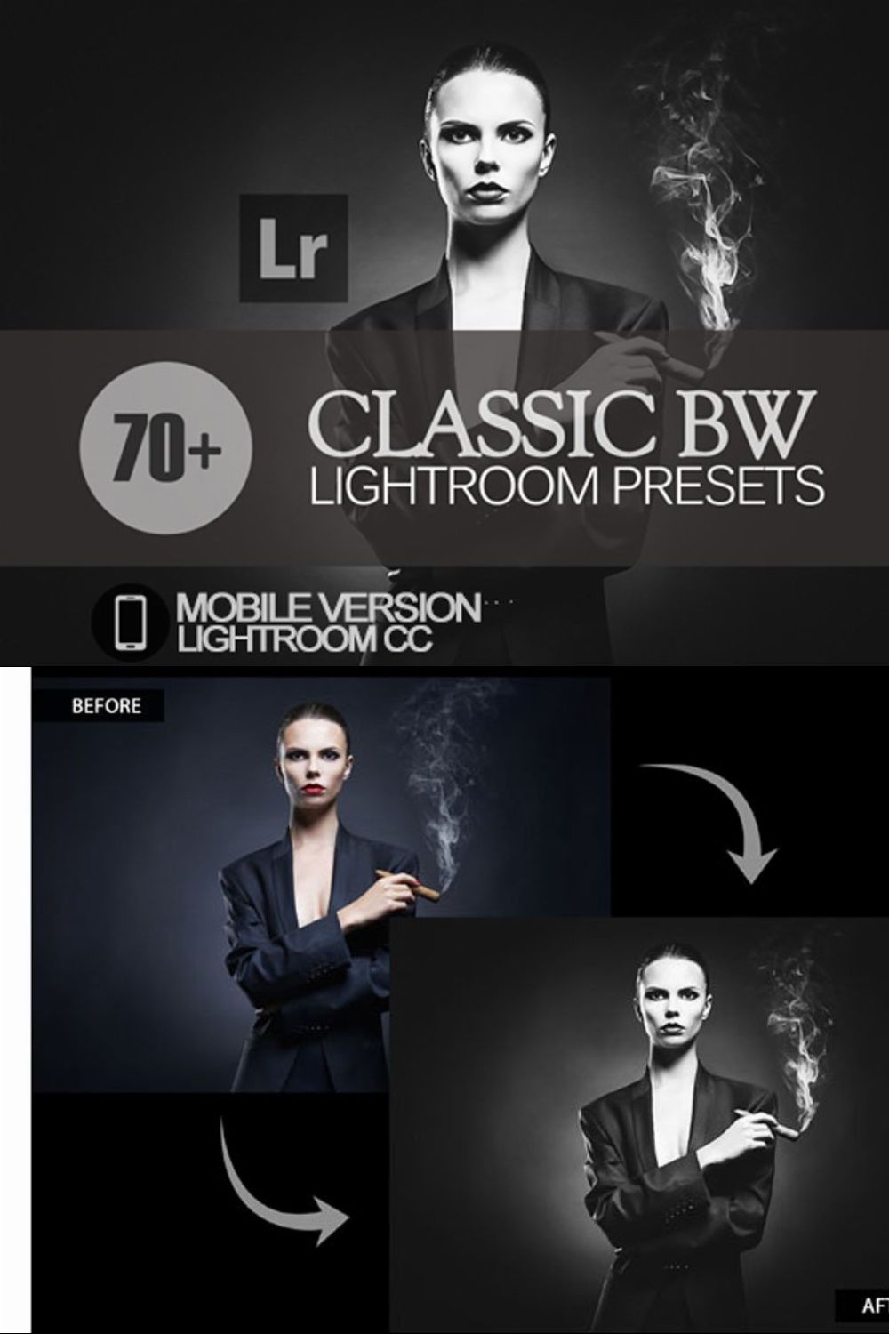 Classic BW Lightroom Mobile Presets pinterest preview image.