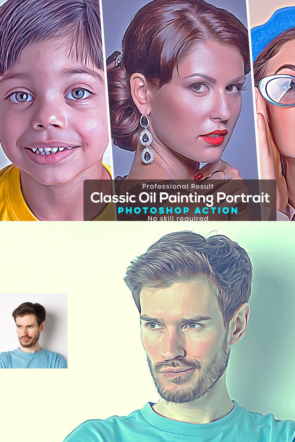 Classic Oil Painting Portrait pinterest preview image.