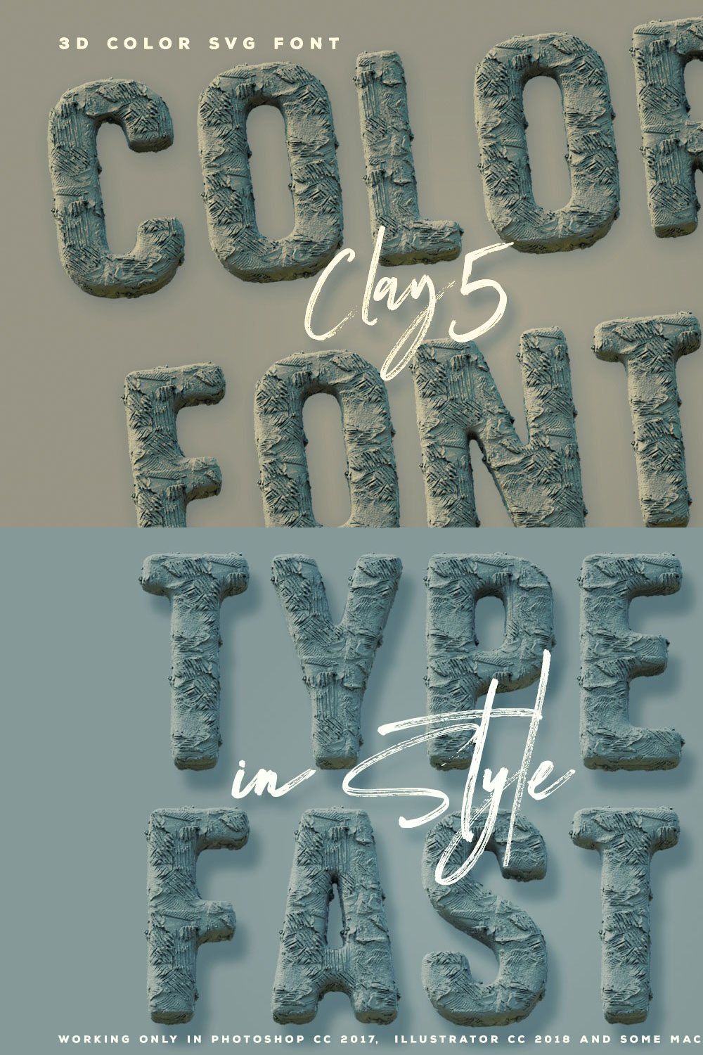 Clay 5 - Color Font pinterest preview image.