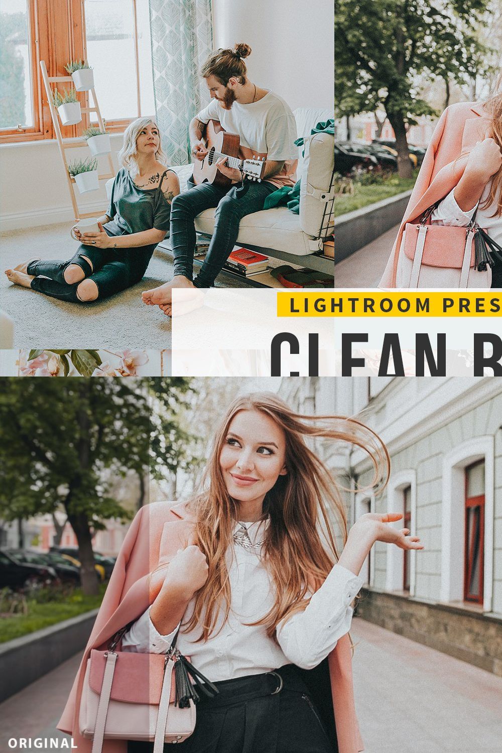 Clean blogger Lightroom presets pinterest preview image.