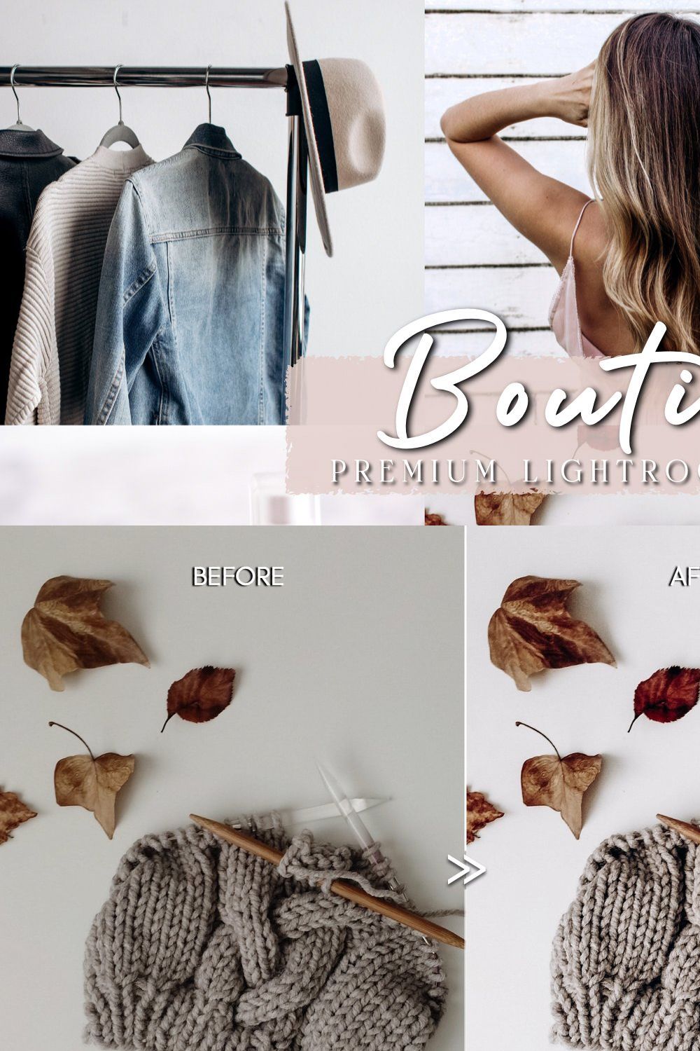 Clean White Fashion Boutique Presets pinterest preview image.