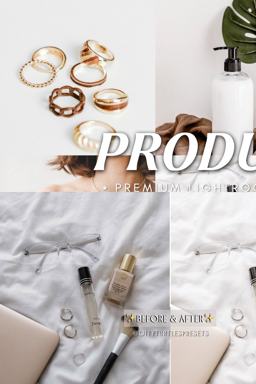 Clean White Product LR Presets pinterest preview image.