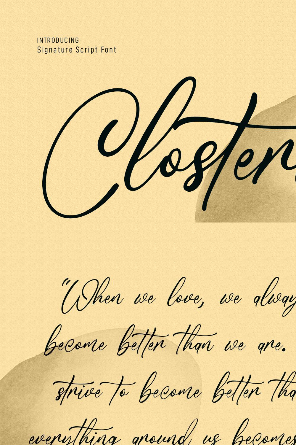 Closterian Script Font pinterest preview image.