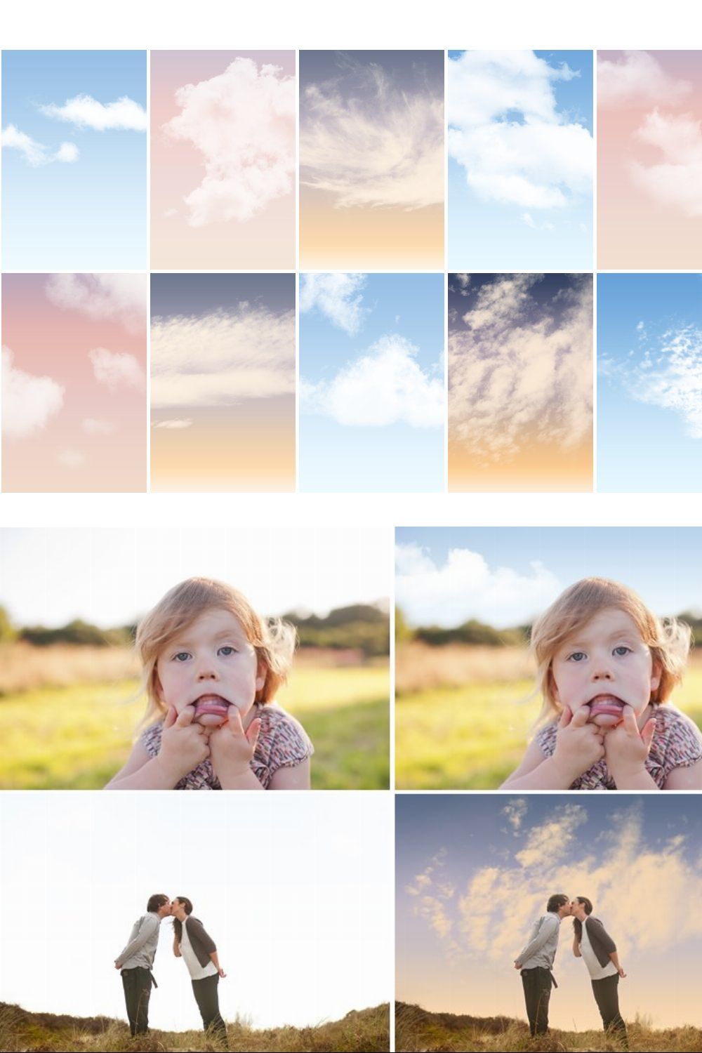 Cloud Brushes and Sky actions pinterest preview image.