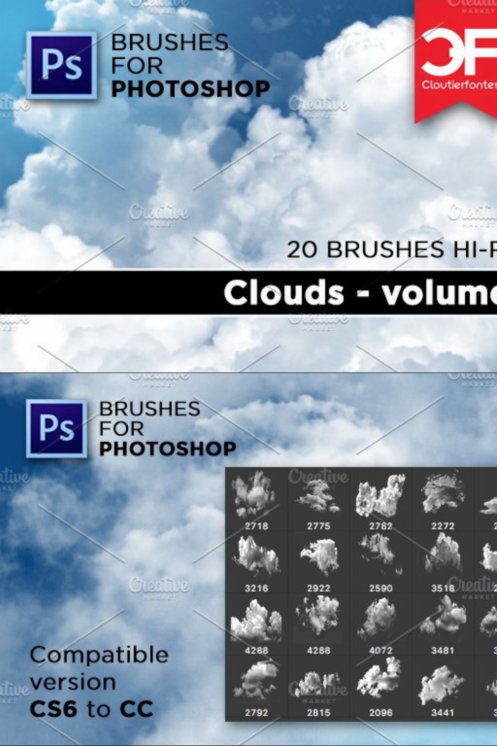 Clouds brushes Volume 4 pinterest preview image.