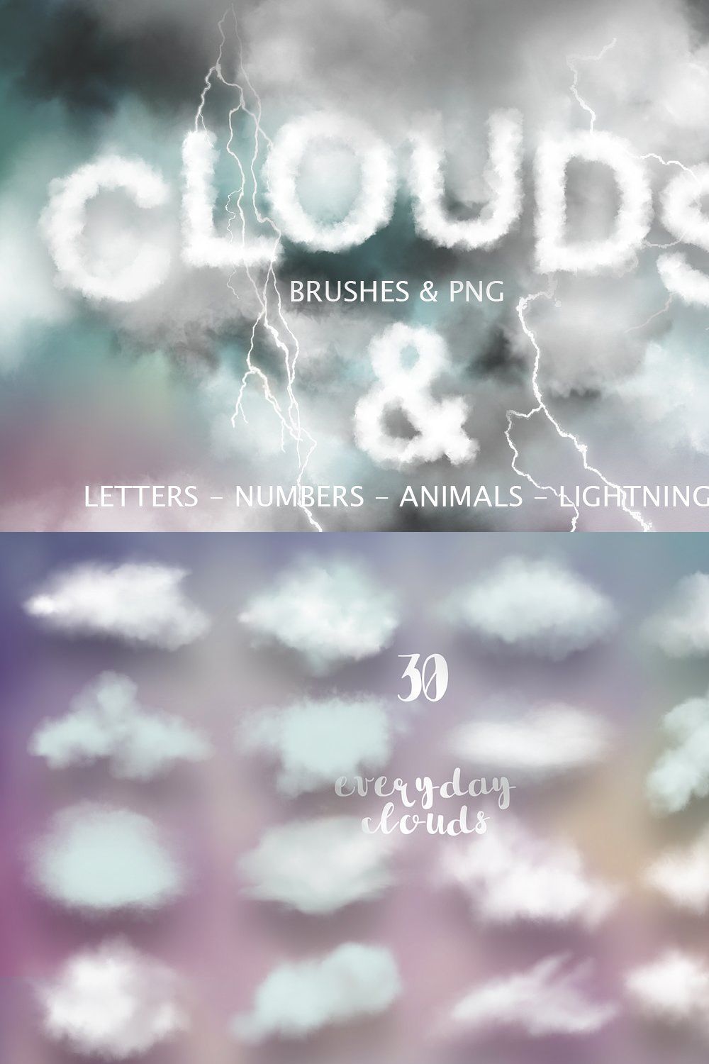 Clouds Graphics & PS Brushes pinterest preview image.