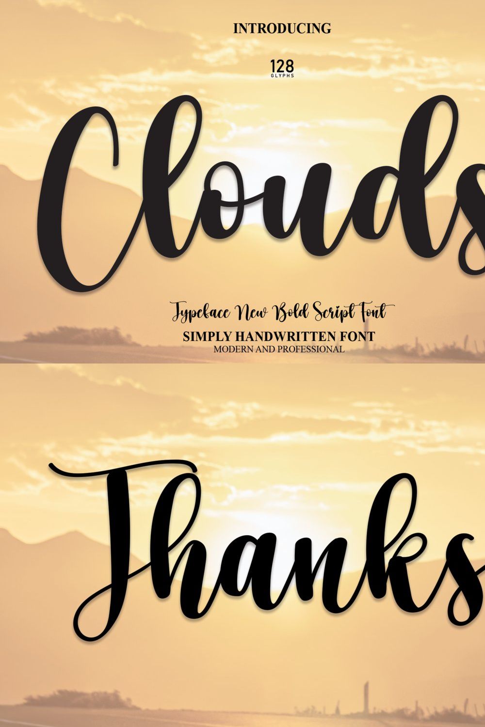 Clouds | Script Font pinterest preview image.