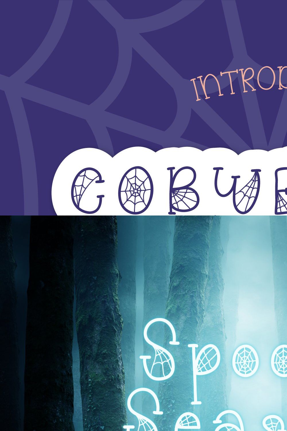 Cobweberly Halloween Spider Web Font pinterest preview image.