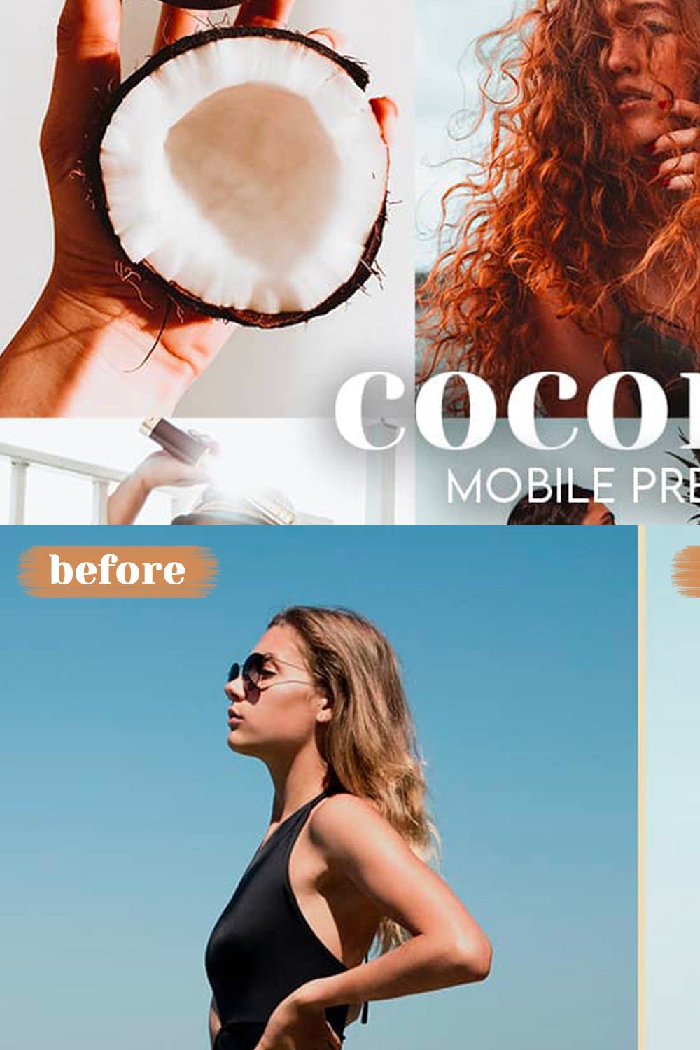Coconut Lightroom Mobile Presets pinterest preview image.