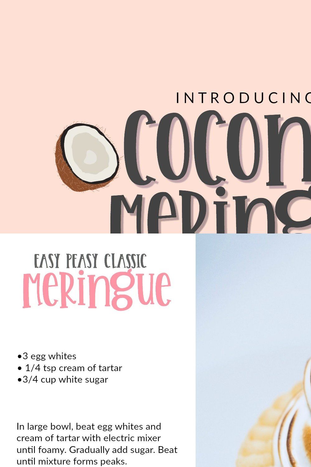 Coconut Meringue Handwritten Font pinterest preview image.