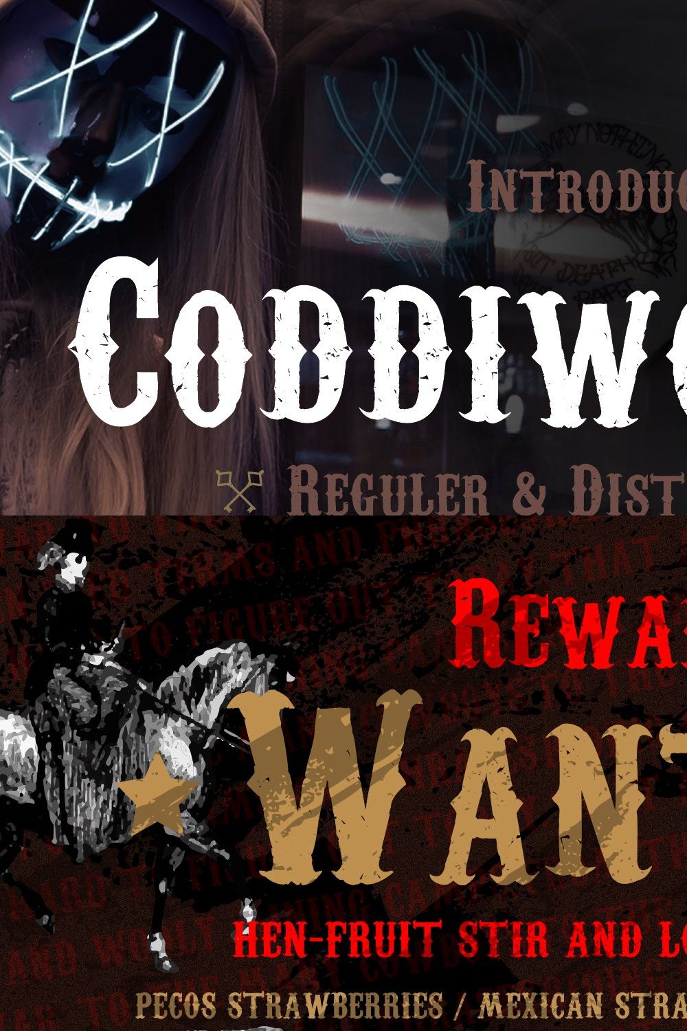 Coddiwomple Old Western Font pinterest preview image.