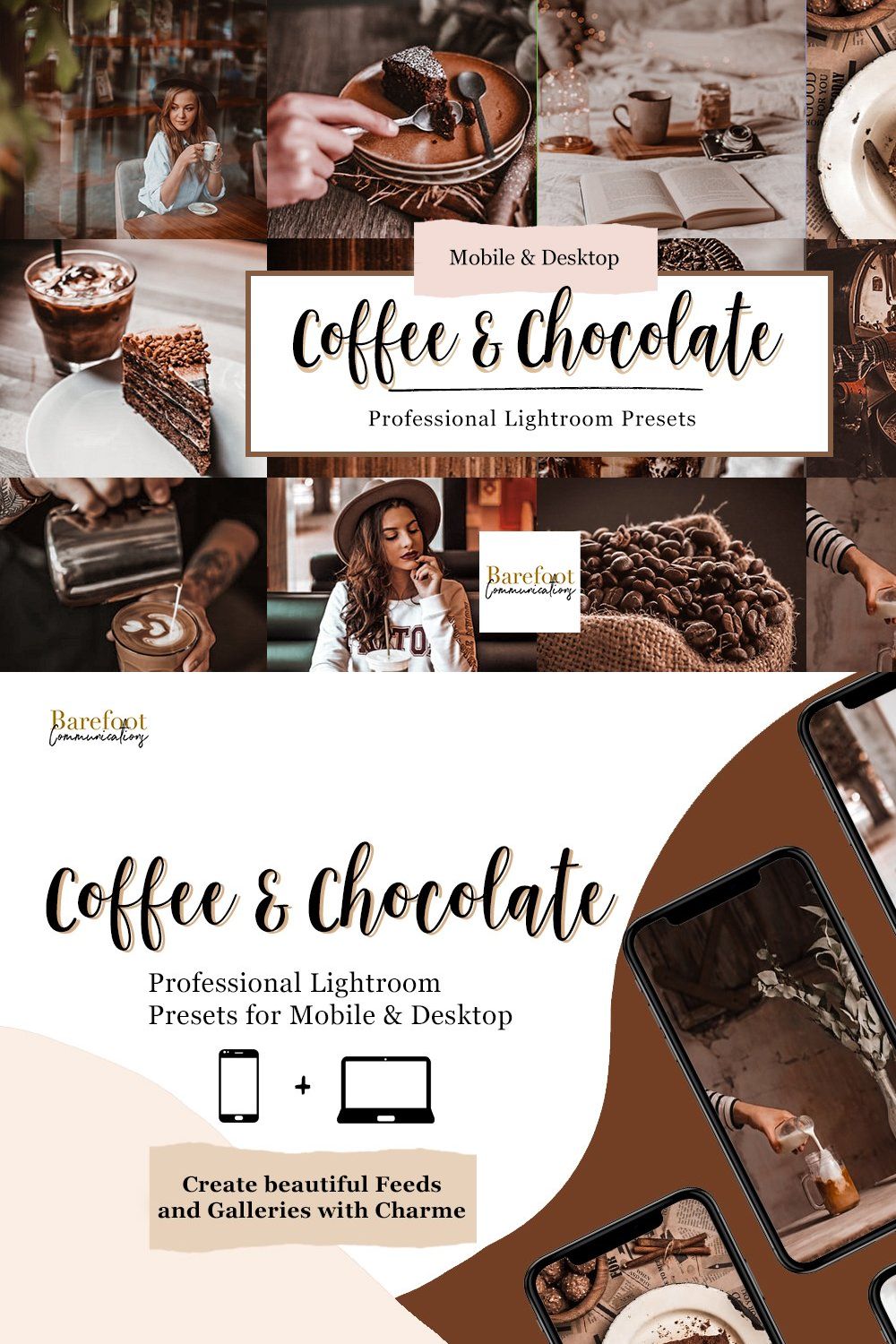 Coffee & Chocolate Lightroom Presets pinterest preview image.