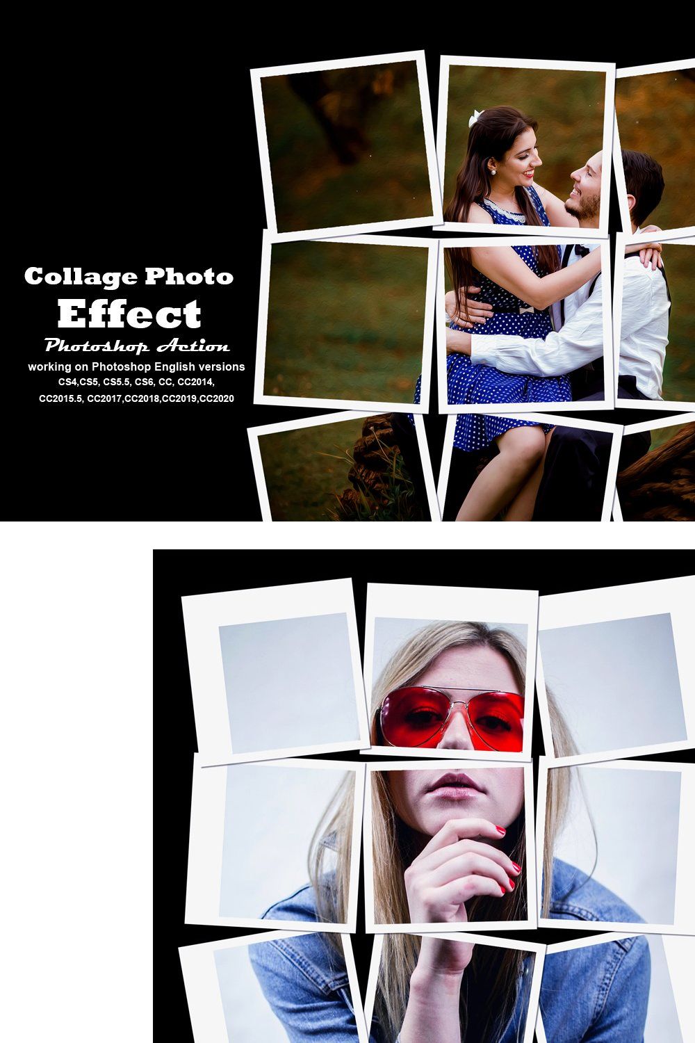 Collage Photo Effect PS Action pinterest preview image.