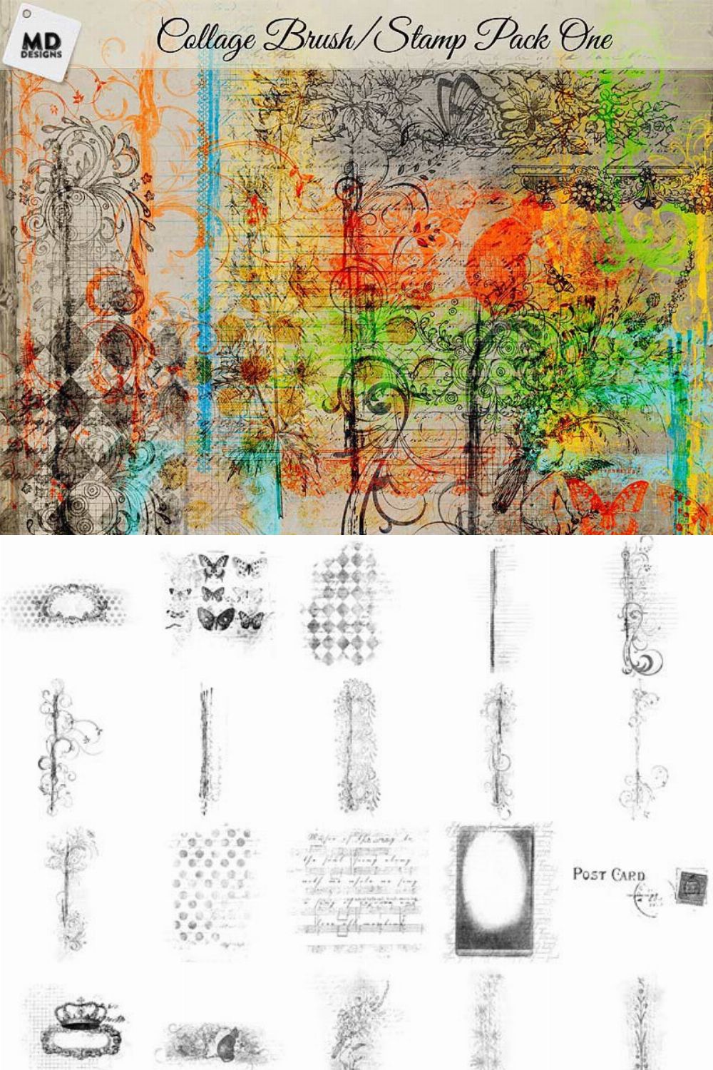 Collage Style Brushes Set 1 pinterest preview image.