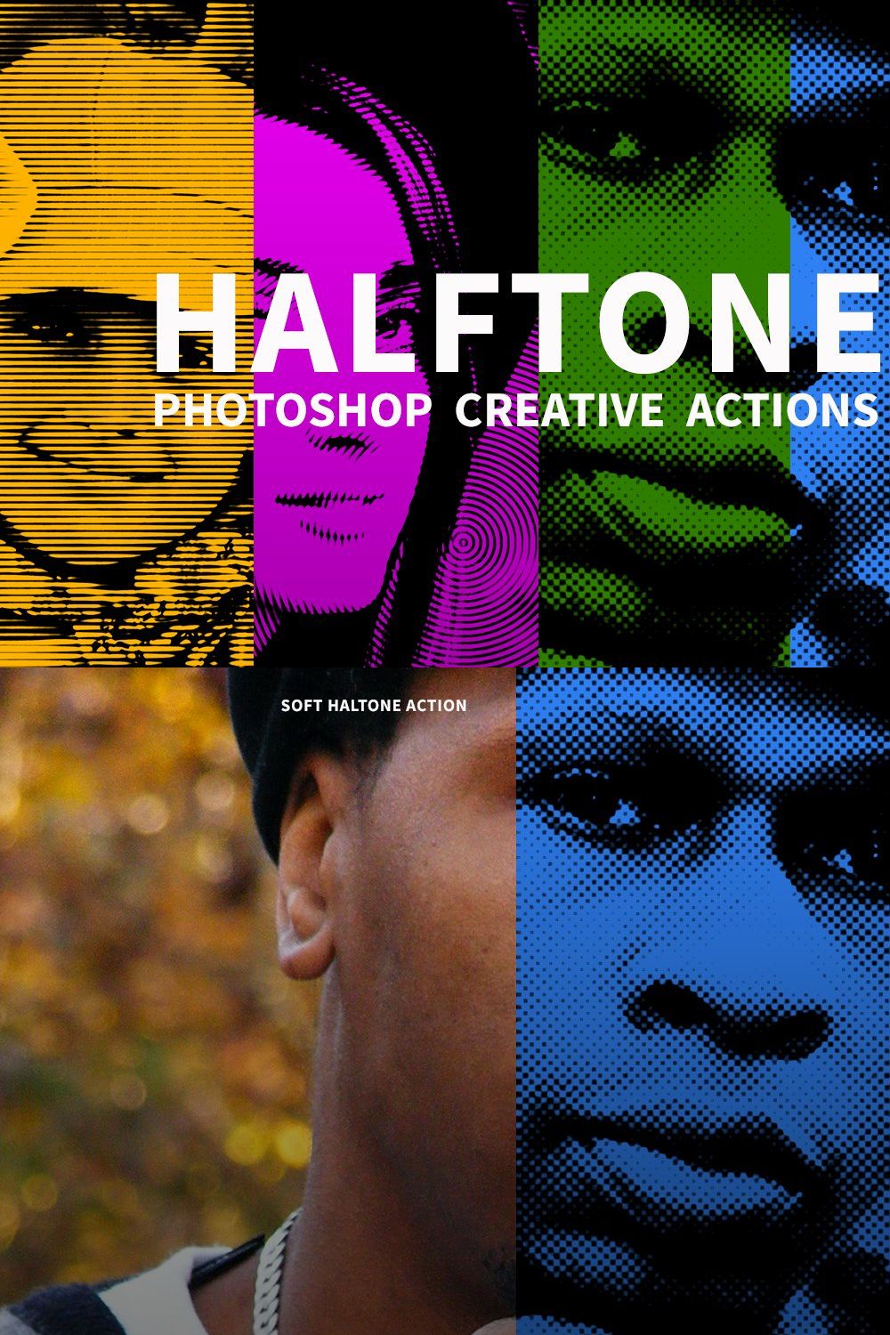 Color Halftone Creative Actions pinterest preview image.