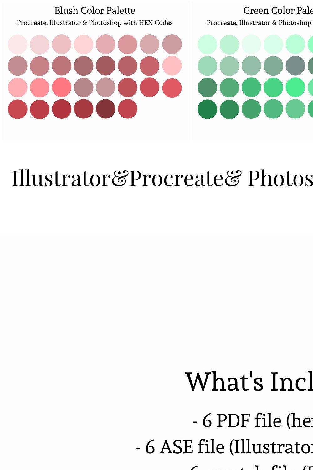 Color Palettes Procreate Illustrator pinterest preview image.