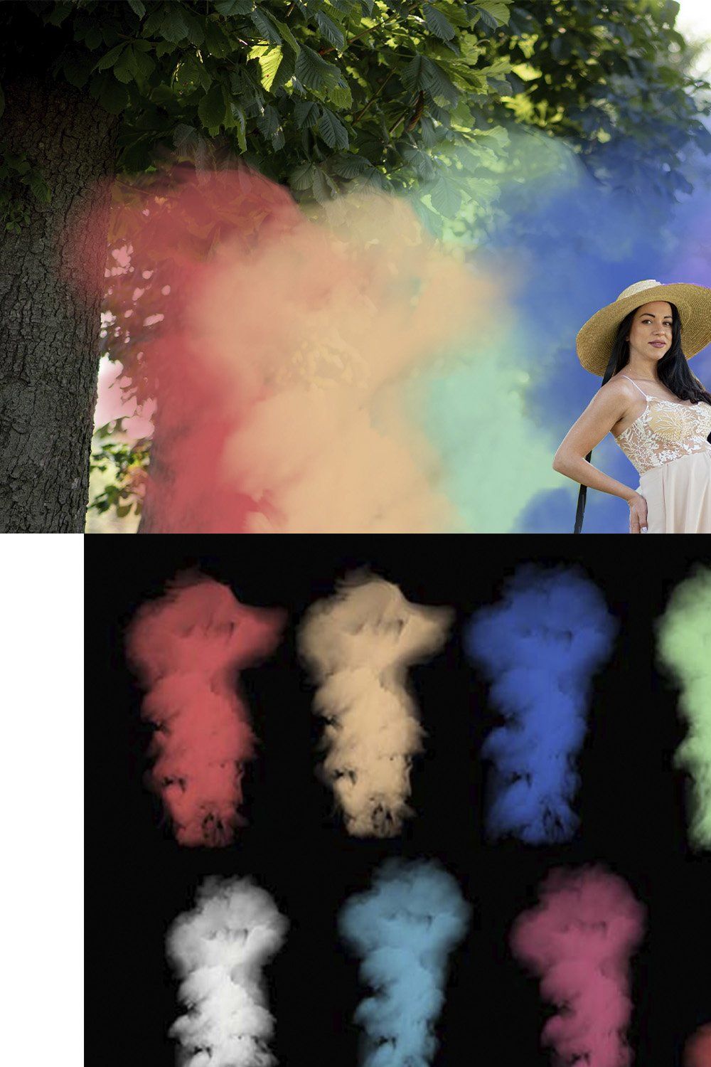 Color Smoke Bomb Overlays pinterest preview image.