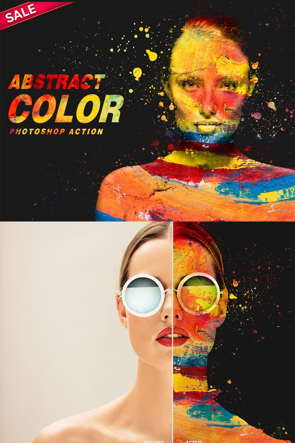 Color Splash Photoshop Action pinterest preview image.